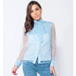Bcannie Mesh Blouse Lt Blue Dot